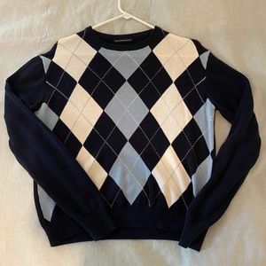 Brandy Melville Blue and White Argyle Sweater